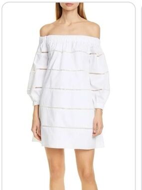 NWT A.L.C. M
White cotton off the  shoulder mini dress